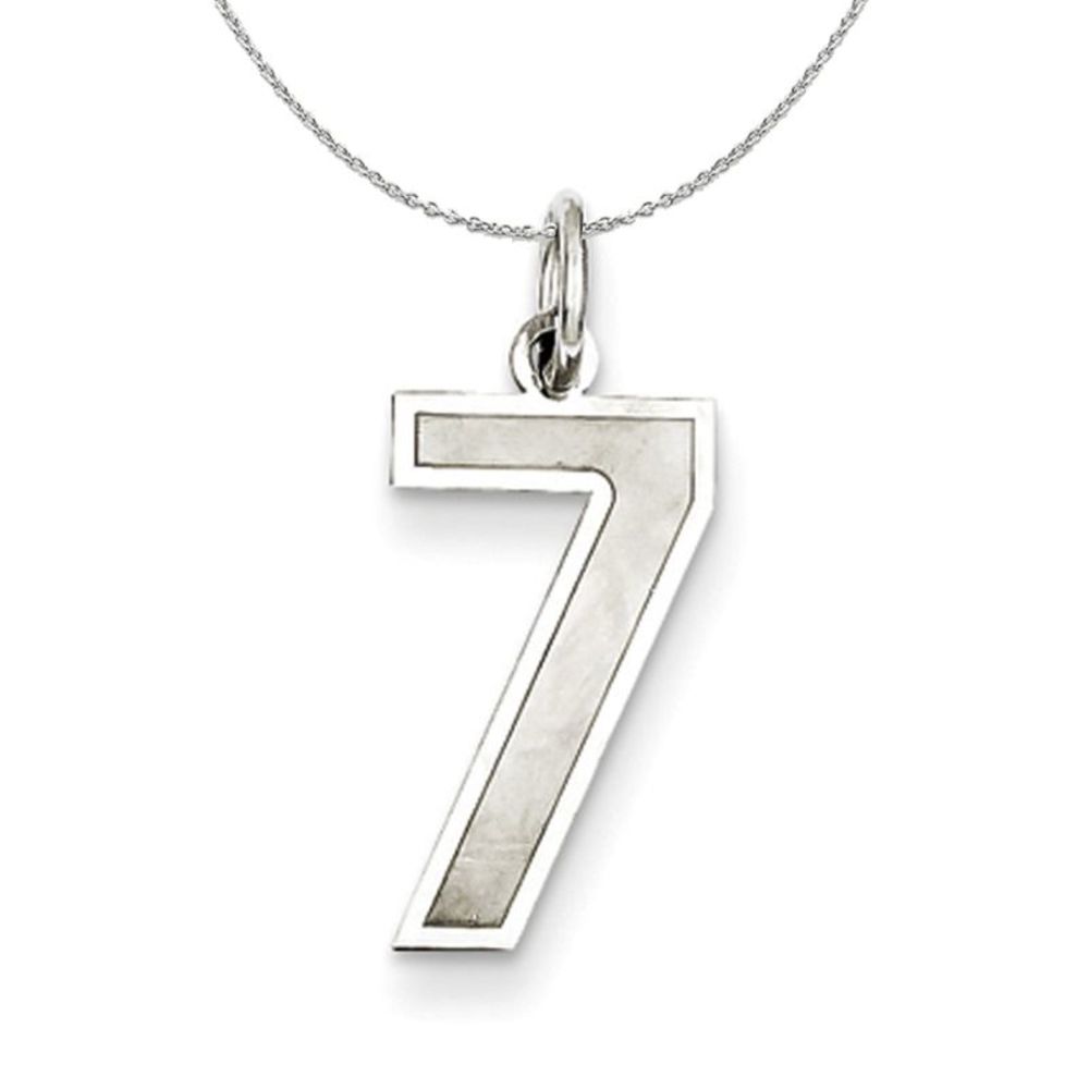 Sterling Silver, Jersey Collection, Medium Number 7 Necklace - 20 Inch